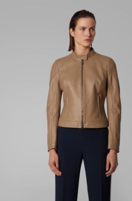 Regular-fit jacket in lamb leather with 