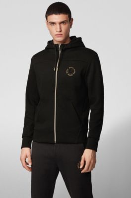 BOSS - Zip-through hoodie with layered 
