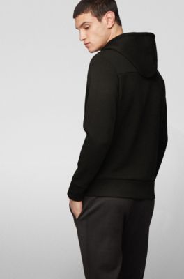 boss athleisure logo zip hooded sweatshirt