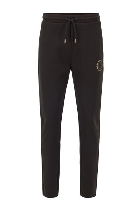 BOSS - Regular-fit jogging trousers with layered metallic logo