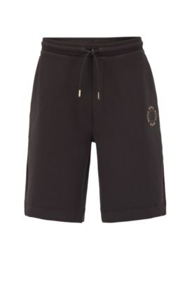 BOSS - Relaxed-fit shorts with layered metallic logo
