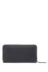 Zip-around wallet in matte leather with graduated logo, Black