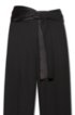 Wide-leg trousers in crepe with scarf-style belt, Black