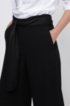 Wide-leg trousers in crepe with scarf-style belt, Black