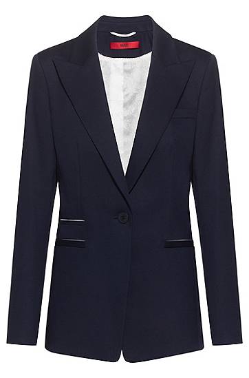Hugo Regular-fit Jacket In Stretch Cotton With Contrast Details In Blue