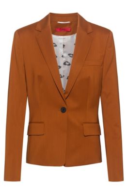 Regular-fit jacket in virgin wool with collection lining, Brown