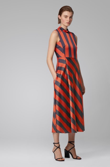Maxi dress with block stripe, Patterned