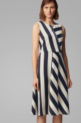 BOSS - Midi-length block-stripe dress 