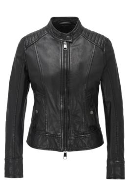 Biker jacket in structured nappa leather