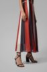 Chiffon maxi dress with flared skirt and tie belt, Natural