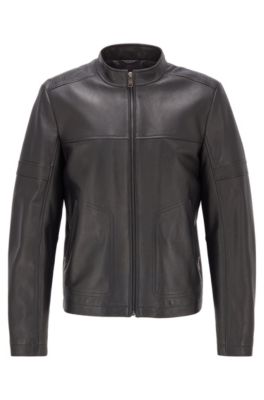 BOSS - Regular-fit leather jacket in a 