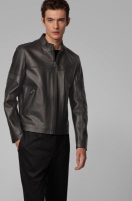 hugo boss red leather jacket