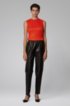 Slim-fit top in stretch jersey with crew neckline, Orange