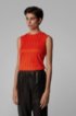 Slim-fit top in stretch jersey with crew neckline, Orange