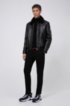 Padded-leather bomber jacket with shearling collar, Black