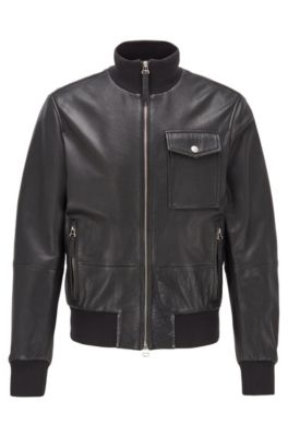 hugo boss leather bomber jacket