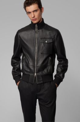 Bomber jacket in grained nappa leather 