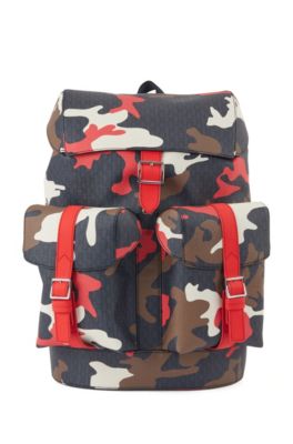 BOSS - Camouflage-print backpack with 