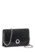 Split-leather clutch bag with glitter-fabric contrasts, Black