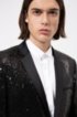 Extra-slim-fit evening jacket with all-over sequins, Black