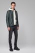 Slim-fit biker jacket in waxed leather, Dark Green