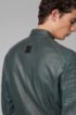Slim-fit biker jacket in waxed leather, Dark Green