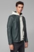 Slim-fit biker jacket in waxed leather, Dark Green