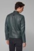 Slim-fit biker jacket in waxed leather, Dark Green