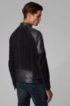 Slim-fit biker jacket in leather and suede, Black