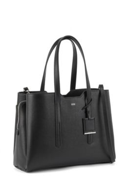 BOSS - Zipped tote bag in grained Italian leather