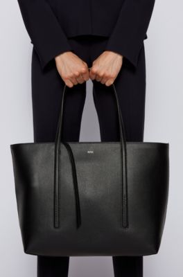 BOSS - Shopper bag in grained Italian leather with hangtag