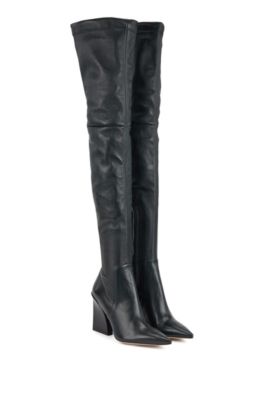 dark green knee high boots