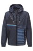 Packable hooded jacket in water-repellent mixed fabrics, Dark Blue
