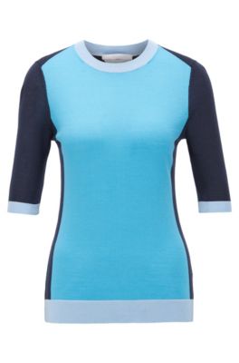 Slim-fit crew-neck sweater in virgin wool, Patterned