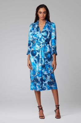 Monogram shirt dress in pure silk with 