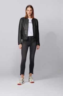 hugo boss leather jacket women's