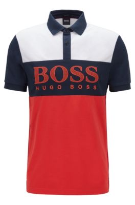 red hugo boss polo