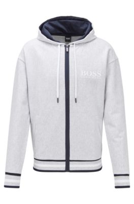 hugo boss full zip hoodie grey