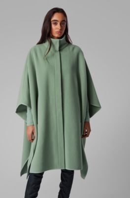 BOSS - Oversized-fit poncho in a felted wool blend