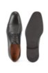 Cap-toe Derby shoes in smooth and printed leather, Black
