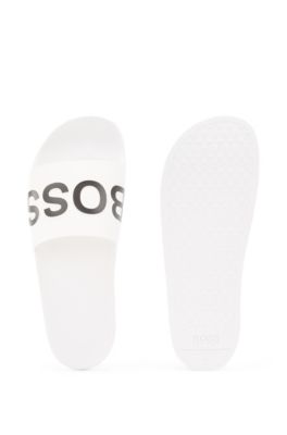 mens white hugo boss sliders