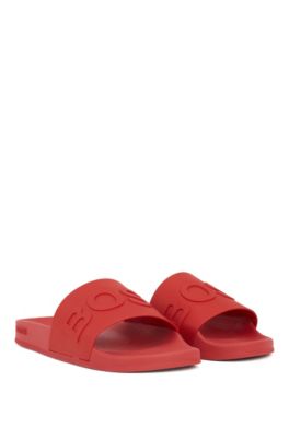 Italian-made slides with logo strap and 