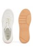 Italian-made trainers in leather with honey-hued outsole, White
