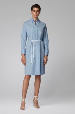 poplin dress with belt