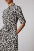 Long-sleeved shirt dress in printed silk, Patterned