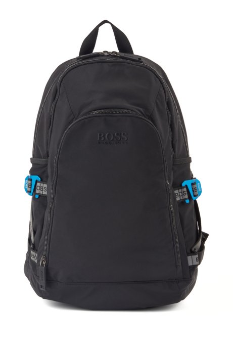 Structured-nylon backpack with logo straps, Black