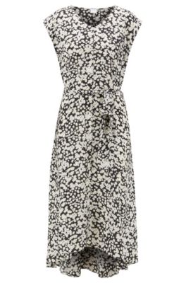 Floral-print midi dress with twisted belt, Patterned