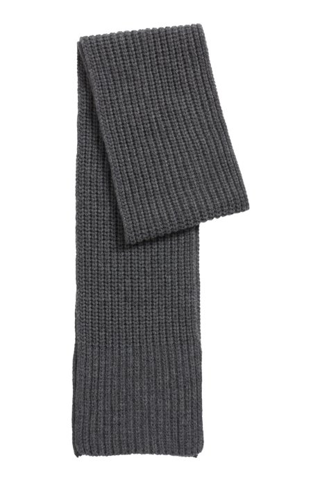 Fashion Show scarf in cardigan-stitched cashmere, Grey