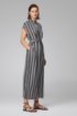 Zip-neck kaftan dress in striped twill, Black