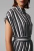 Zip-neck kaftan dress in striped twill, Black